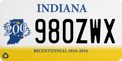 IN license plate 980ZWX