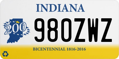 IN license plate 980ZWZ