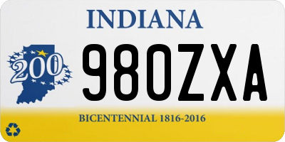 IN license plate 980ZXA