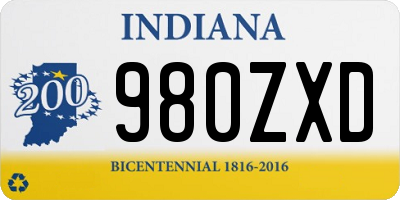 IN license plate 980ZXD
