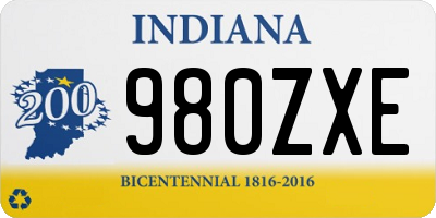 IN license plate 980ZXE