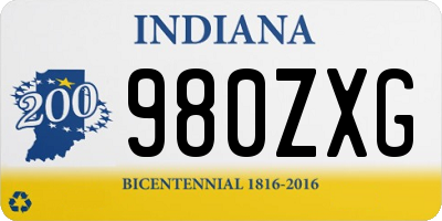 IN license plate 980ZXG