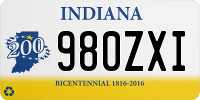 IN license plate 980ZXI