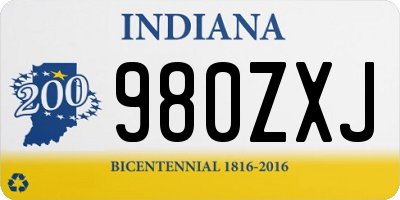 IN license plate 980ZXJ