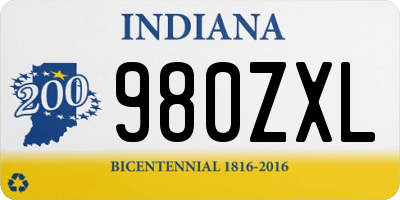 IN license plate 980ZXL