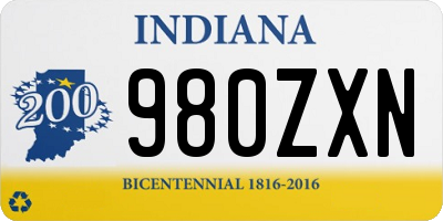 IN license plate 980ZXN