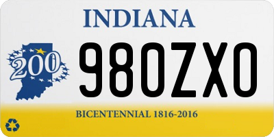 IN license plate 980ZXO