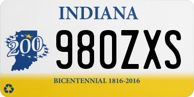 IN license plate 980ZXS