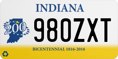 IN license plate 980ZXT