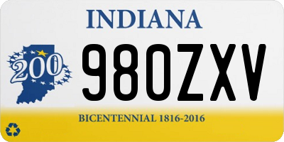 IN license plate 980ZXV
