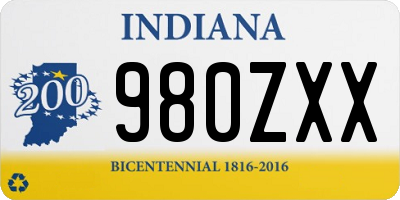 IN license plate 980ZXX