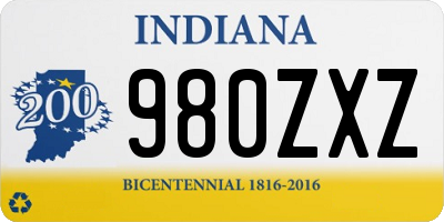 IN license plate 980ZXZ