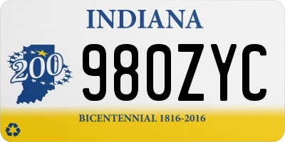 IN license plate 980ZYC