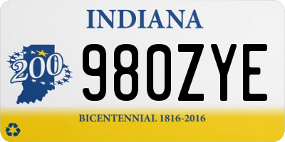 IN license plate 980ZYE