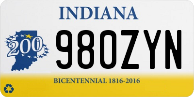 IN license plate 980ZYN