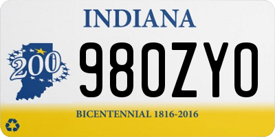 IN license plate 980ZYO