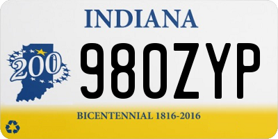 IN license plate 980ZYP