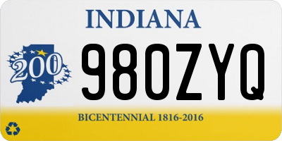 IN license plate 980ZYQ