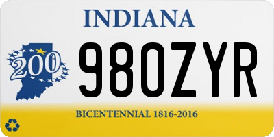 IN license plate 980ZYR