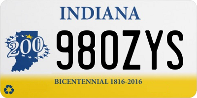 IN license plate 980ZYS