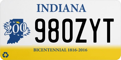IN license plate 980ZYT