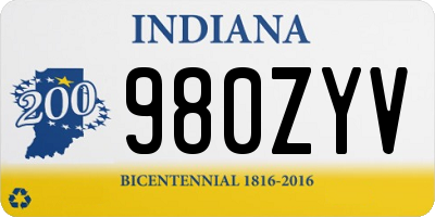 IN license plate 980ZYV