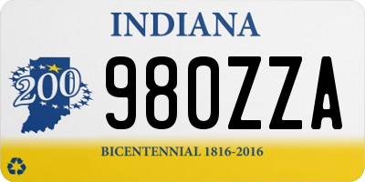 IN license plate 980ZZA