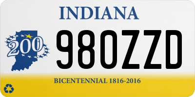 IN license plate 980ZZD