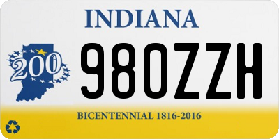 IN license plate 980ZZH