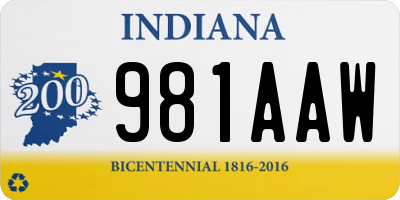 IN license plate 981AAW