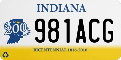 IN license plate 981ACG