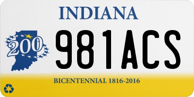 IN license plate 981ACS