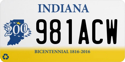 IN license plate 981ACW
