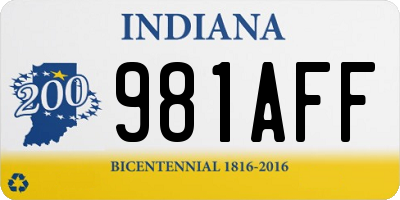 IN license plate 981AFF