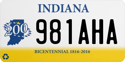 IN license plate 981AHA