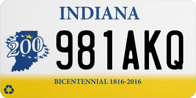 IN license plate 981AKQ