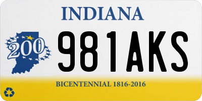 IN license plate 981AKS