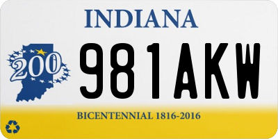 IN license plate 981AKW