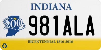IN license plate 981ALA