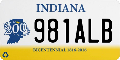 IN license plate 981ALB