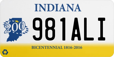 IN license plate 981ALI