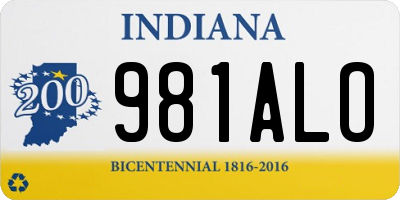 IN license plate 981ALO