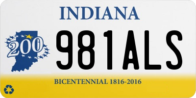 IN license plate 981ALS