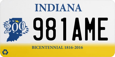 IN license plate 981AME