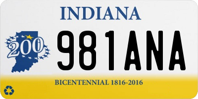 IN license plate 981ANA
