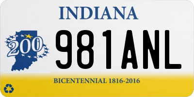 IN license plate 981ANL