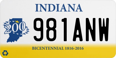IN license plate 981ANW