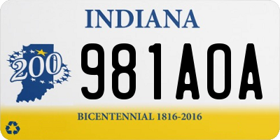 IN license plate 981AOA