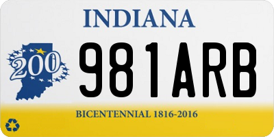 IN license plate 981ARB
