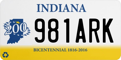 IN license plate 981ARK